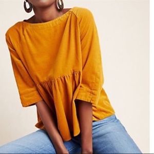 Anthropologie corduroy peplum top